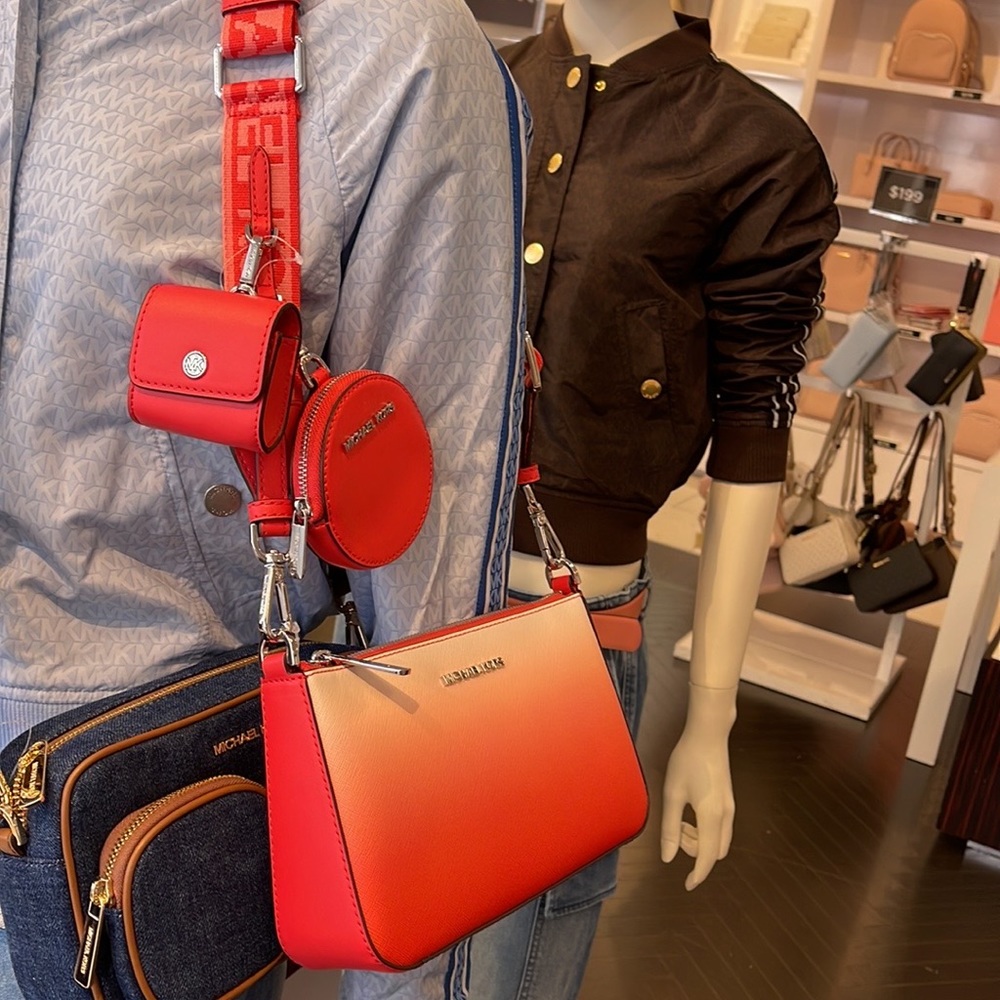 Michael Kors Jet Set Travel Tech Attached with Adjustable Coral Reef Crossbody - Picture 15 of 16
